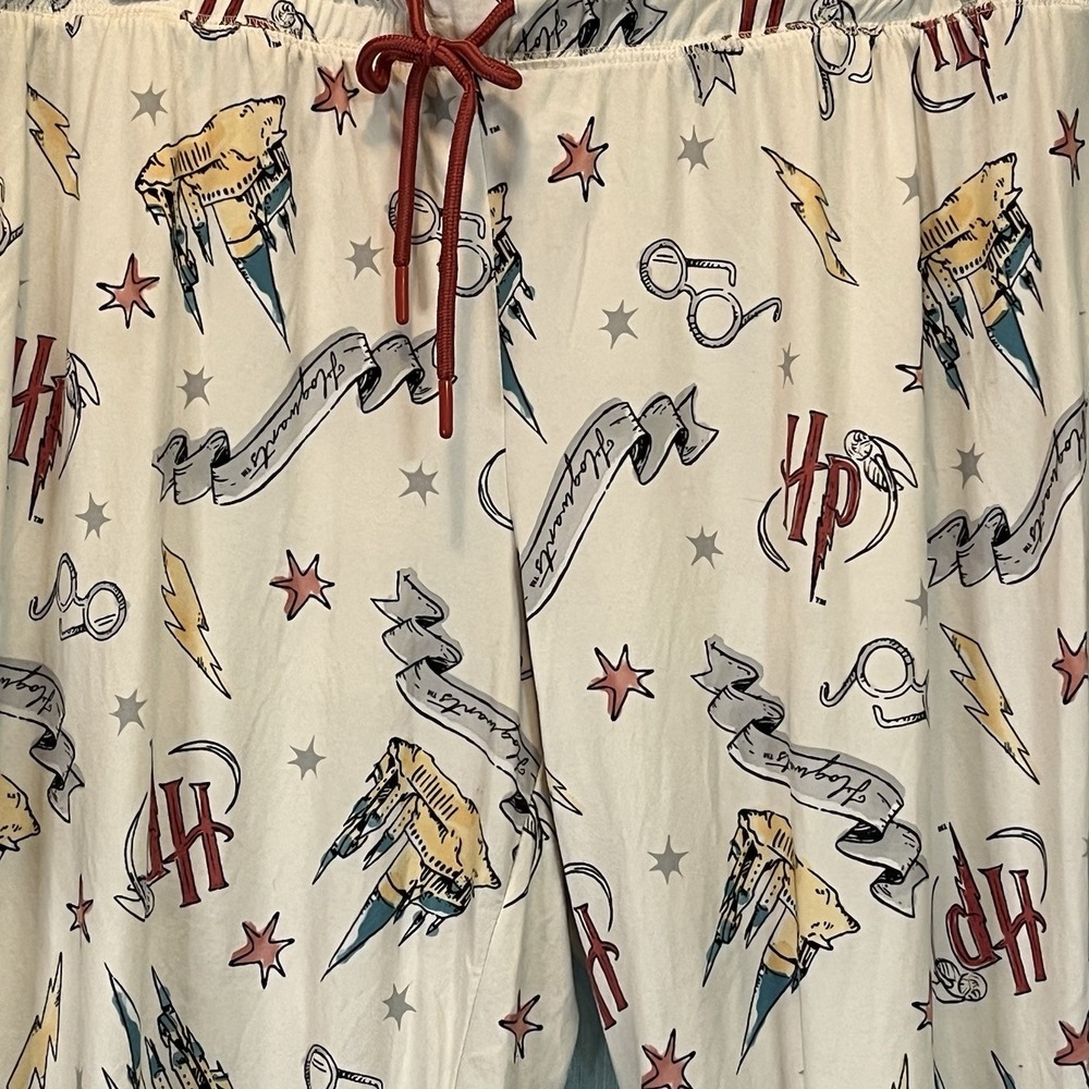 Wizarding World WOMEN'S JOGGER PJ HARRY POTTER PAJAMA SLEEP PANTS WHITE XL 16/18 - Picture 2 of 5